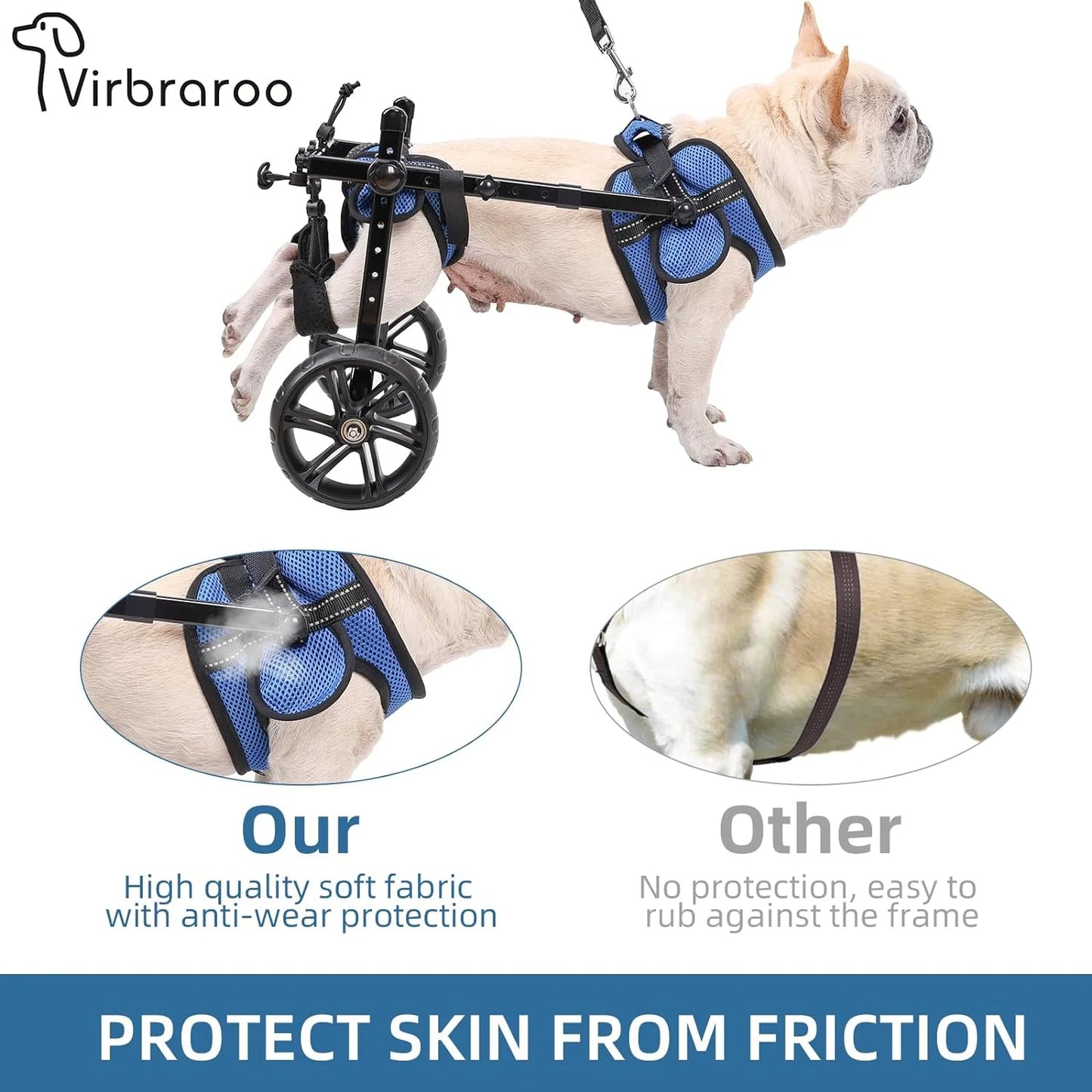 Adjustable Dog Wheelchair With All Terrain Tires Back Legs