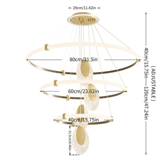 LUVODI 3 Layer LED Ceiling Chandelier Pendant Lamp Fixture