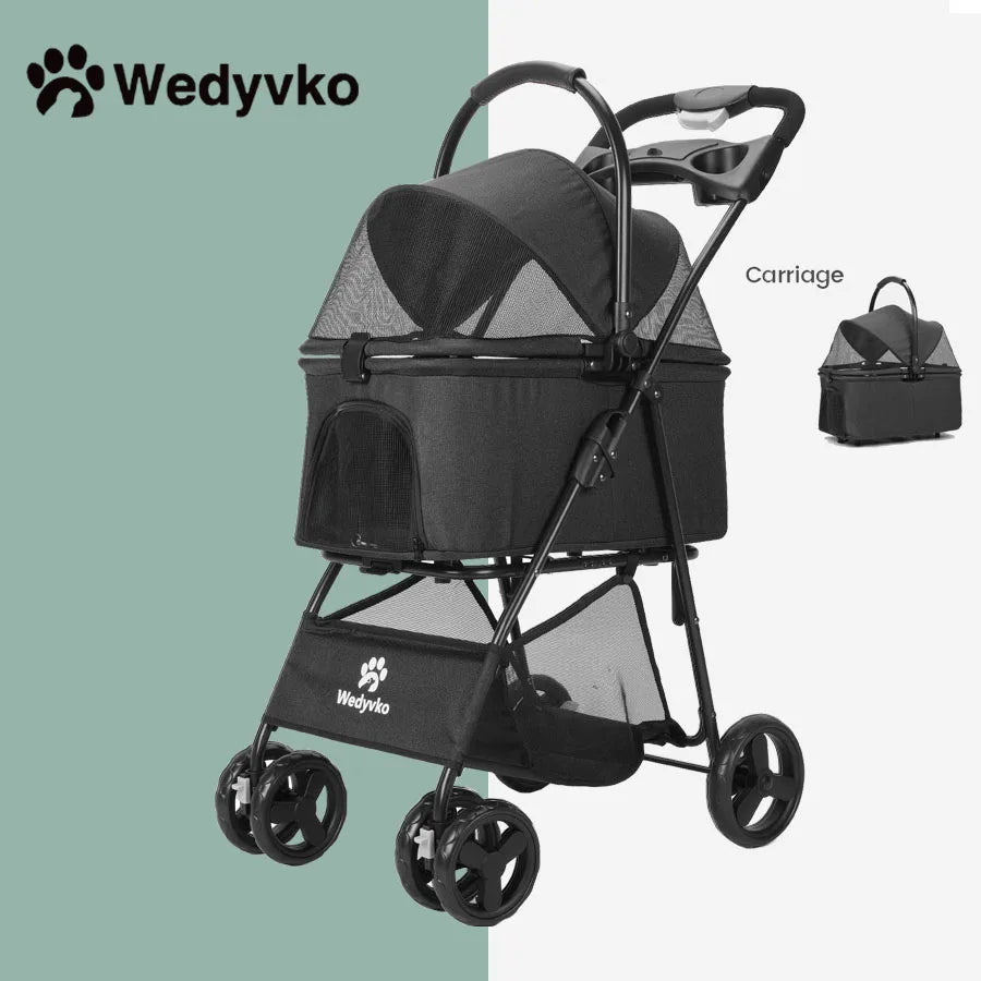 Wedyvko One-Click Folding Pet Stroller for Small Dogs