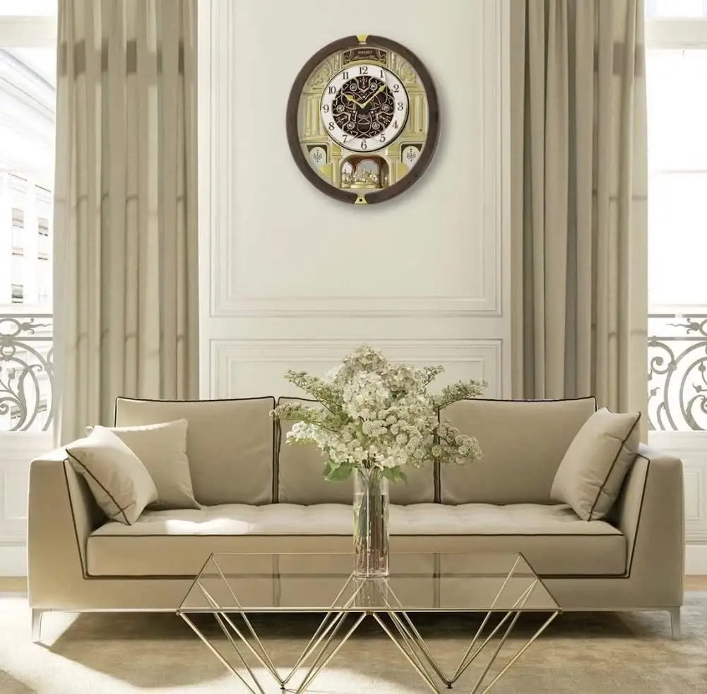 Melodies in Motion Classic Wall Clock with Golden Chandelier