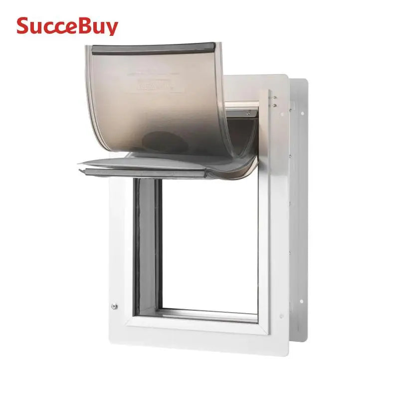 SucceBuy Metal Frame Pet Door with Lock and Weatherproof Flaps