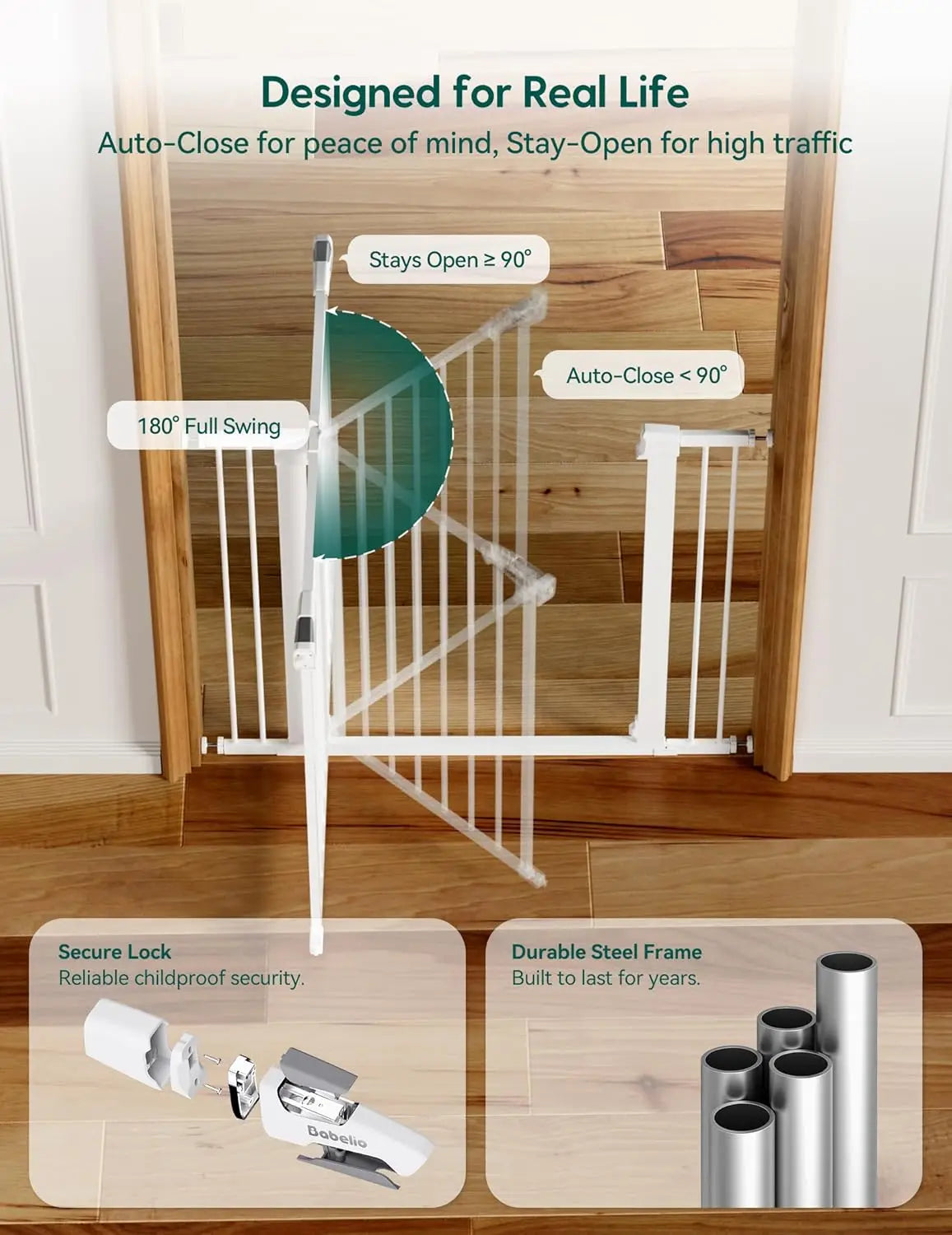 Ufsagcg Adjustable Pressure Mounted Safety Gate For Baby And Pets