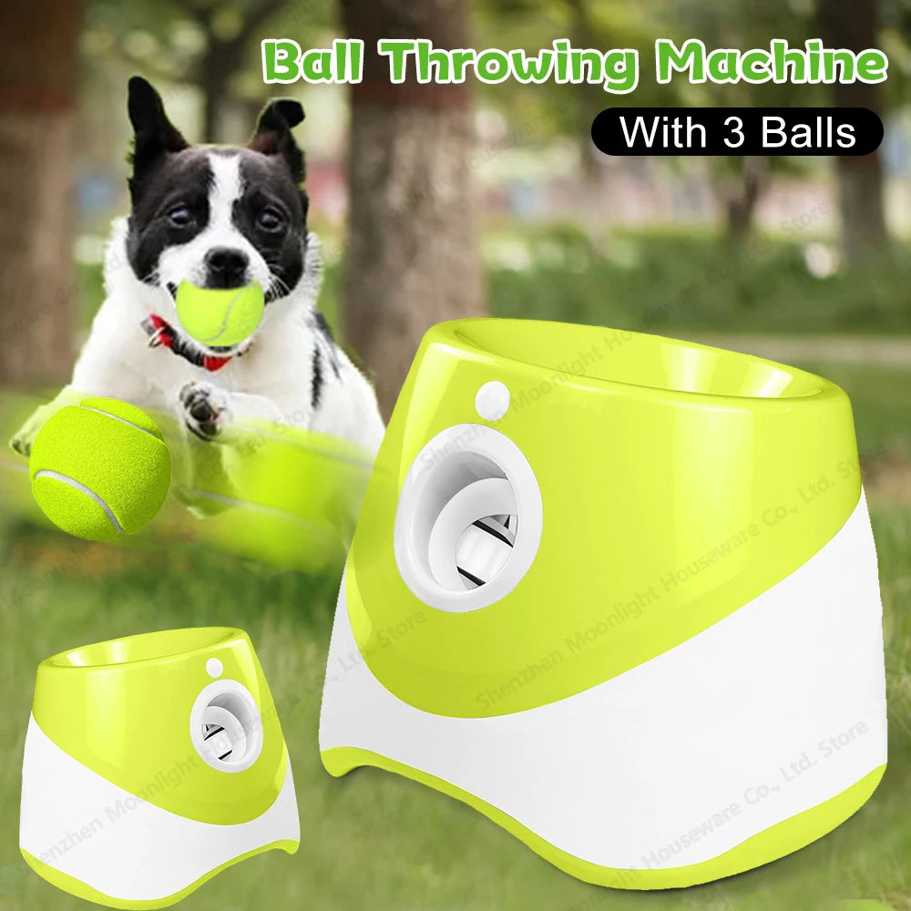 Pet Prime Automatic Dog Ball Thrower Launcher 3 Tennis Balls