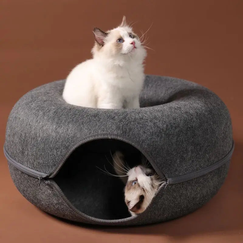 Interactive Donut Cat Bed Tunnel Indoor Pet House