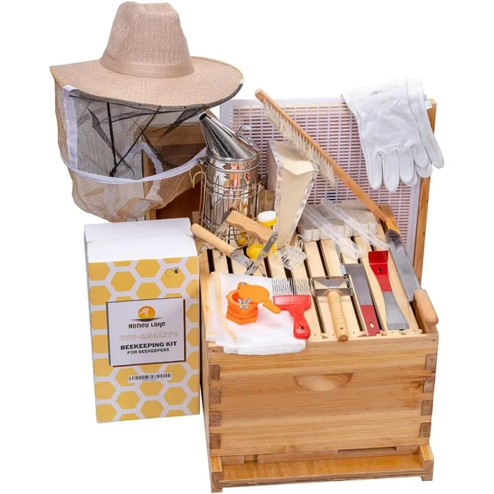10 Frame Bee Hive Starter Kit with Beekeeping Supplies