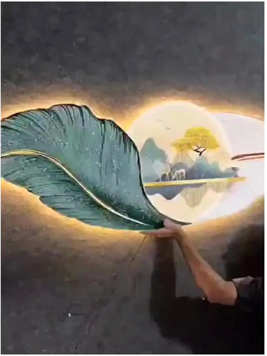 Feather Themed Wall Clock With Soft LED Lights