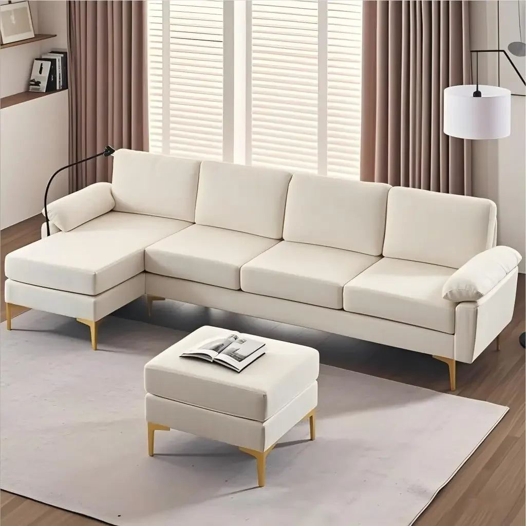 CN Guangdong Corduroy U Shaped Sofa Set With Lounge Chair