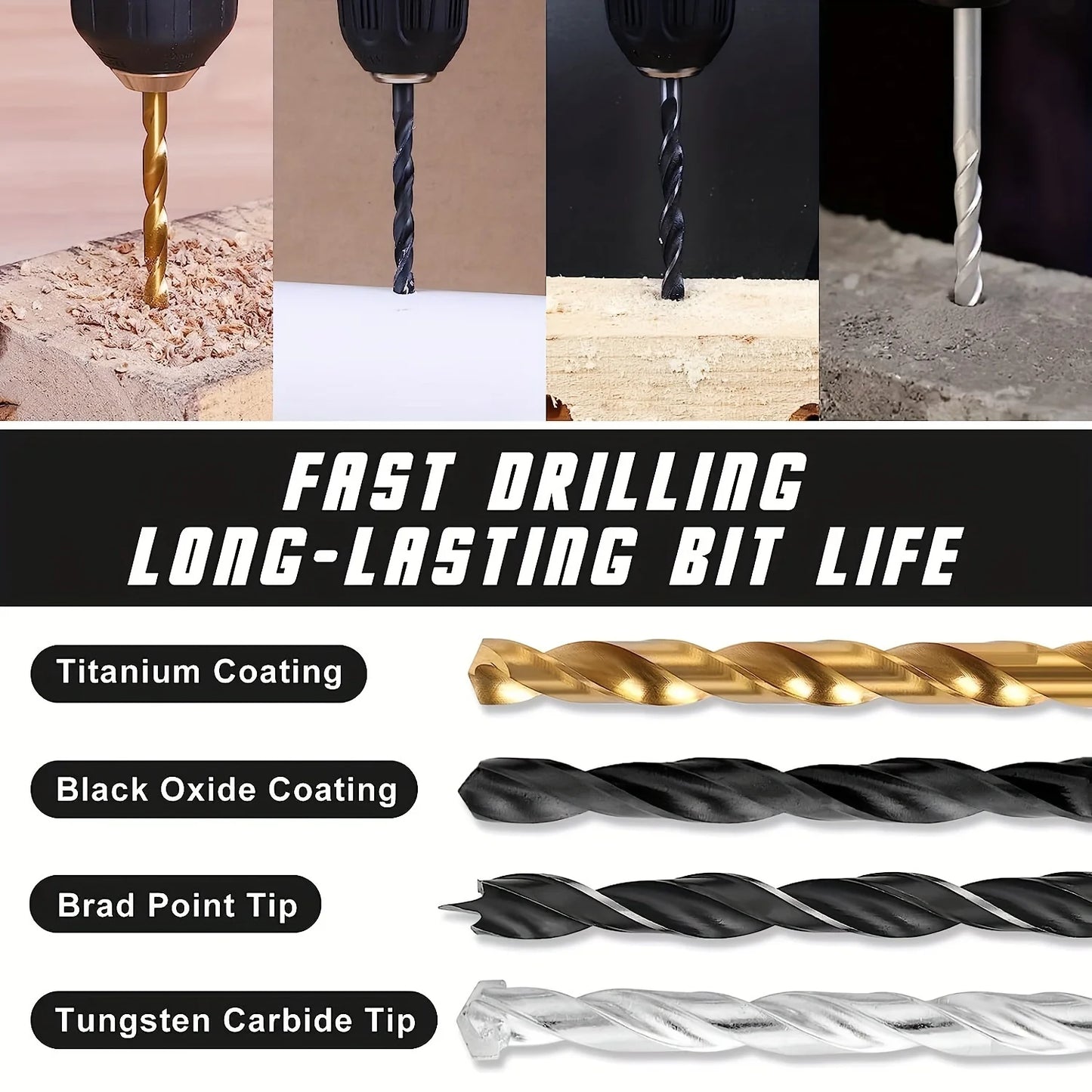 NIUXIANGDIY Drill Bit Set For Wood Metal Cement Screw Driving