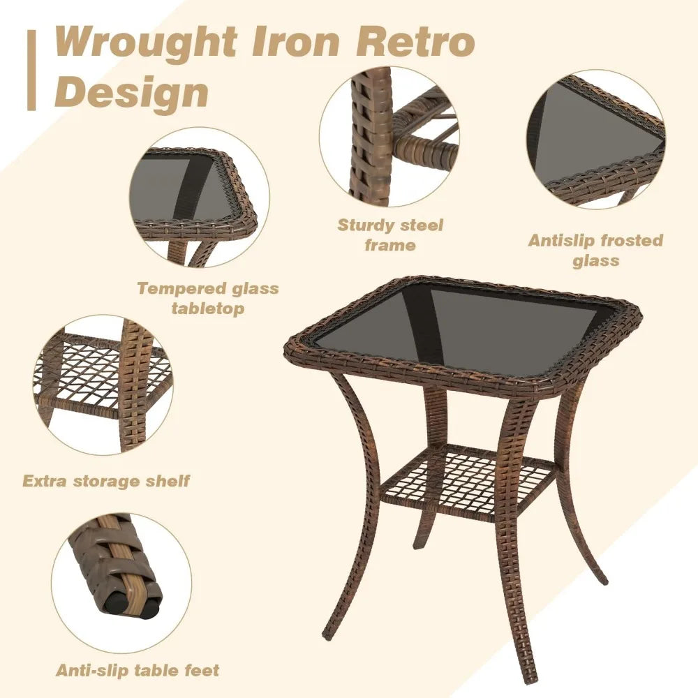 Outdoor Patio Furniture Set Swivel Rocker Chairs Wicker Bistro With Cushions