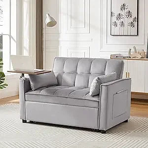 65 Inch Convertible Sleeper Sofa Bed with Chaise and USB Ports