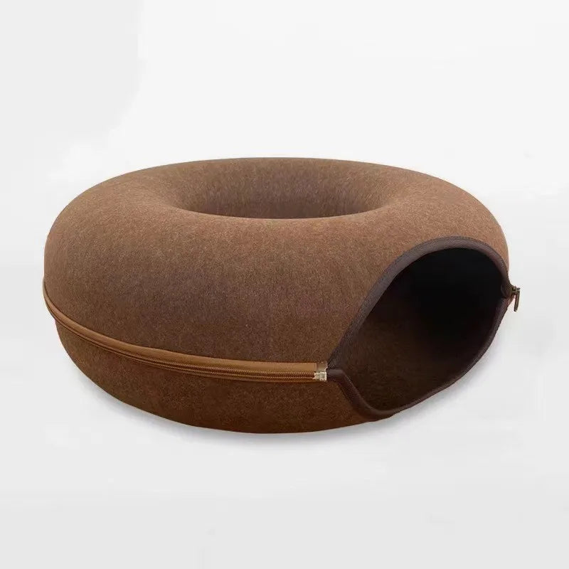 Interactive Donut Cat Bed Tunnel Indoor Pet House