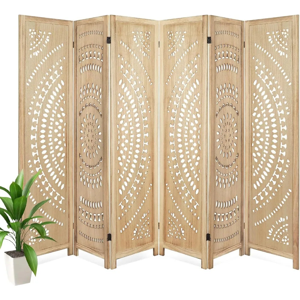 Babion 6 Panel Wood Room Divider Folding Privacy Screen