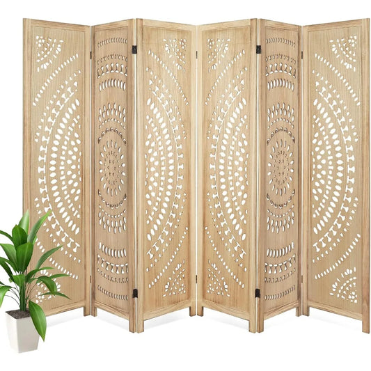 Babion 6 Panel Wood Room Divider Folding Privacy Screen