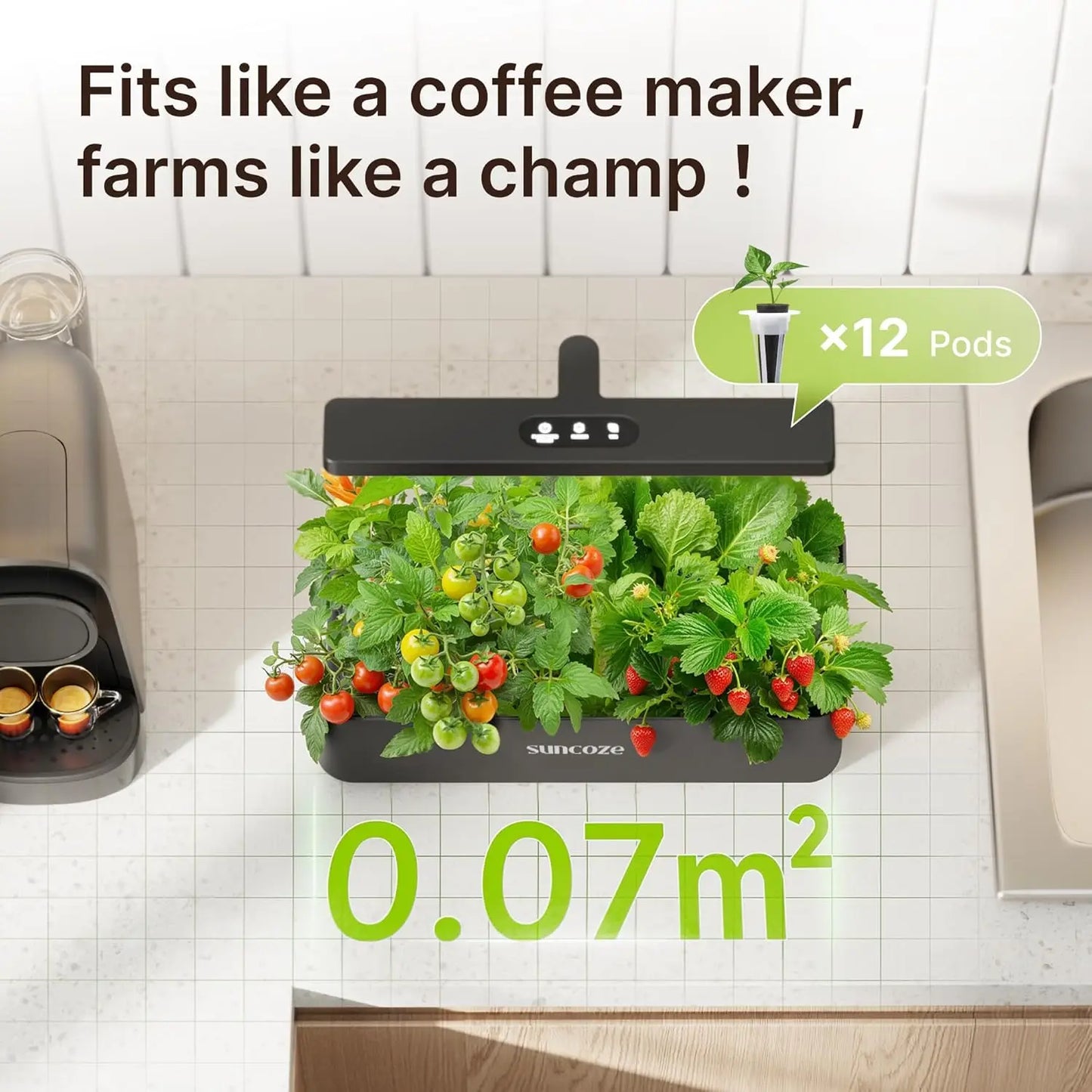 12 Pod Hydroponic Indoor Garden Kit With LED Grow Light