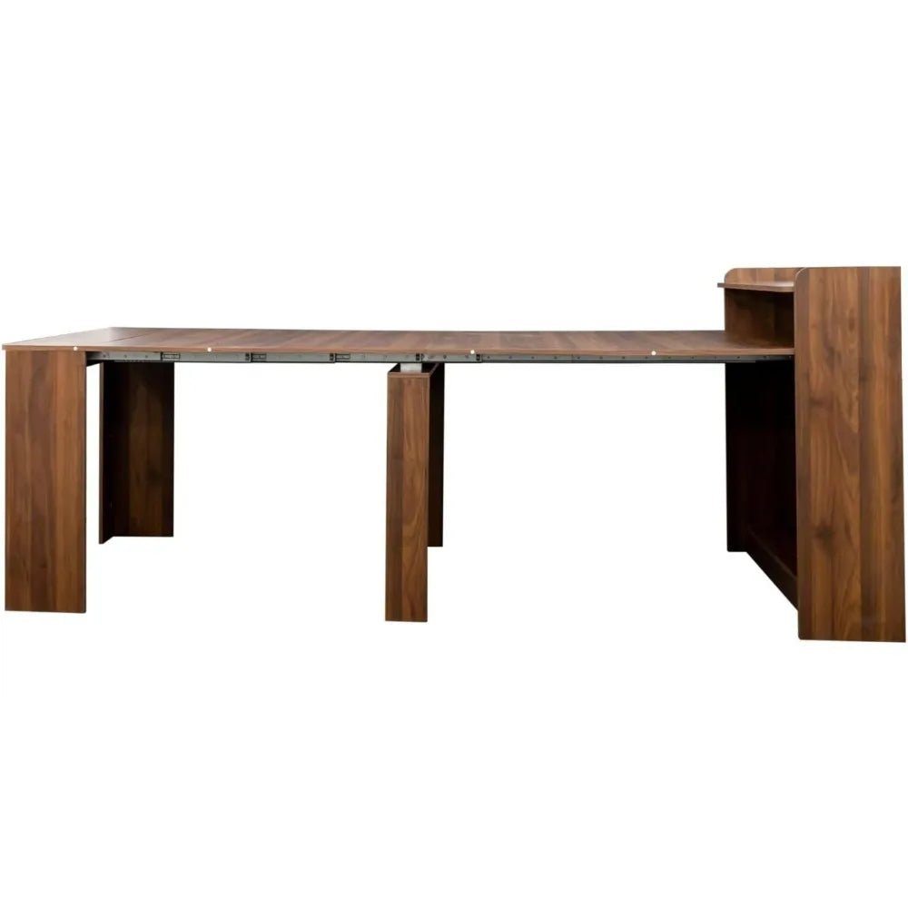 Expandable Dining Table for 1-10 People Modern Rustic Rectangular Wood Design