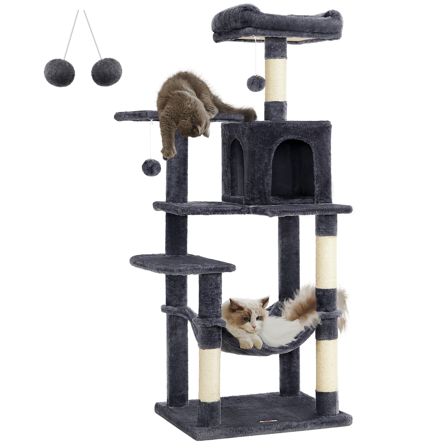 Feandrea 56 Inch Multi-Level Cat Tree with Scratching Posts