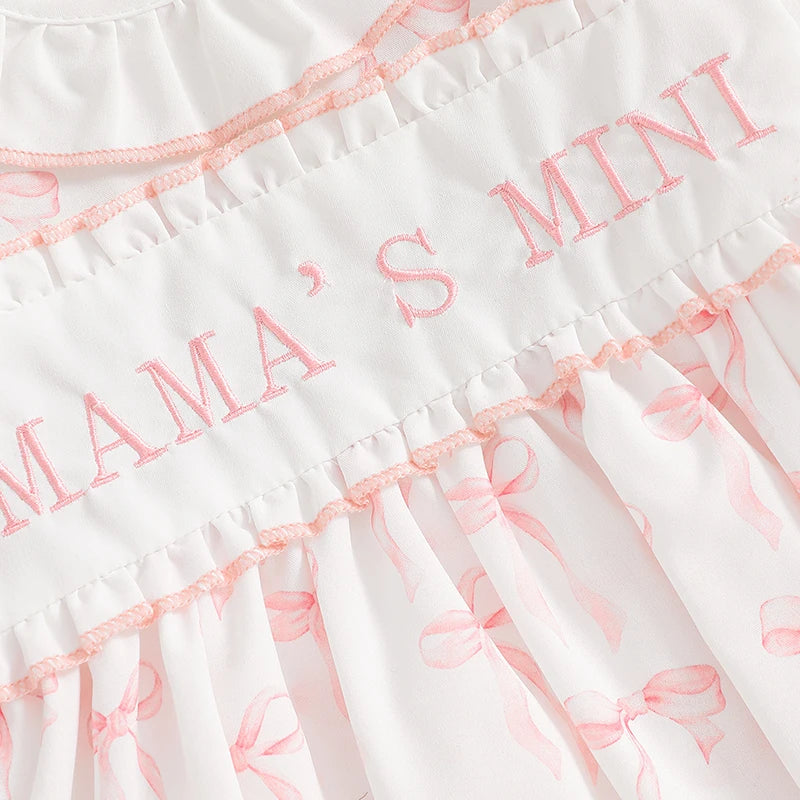 Adorable Toddler Autumn Floral Embroidered Bow Romper