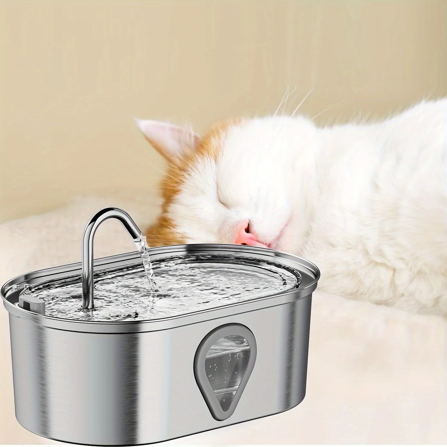 Automatic Stainless Steel Cat Water Fountain with LED Light