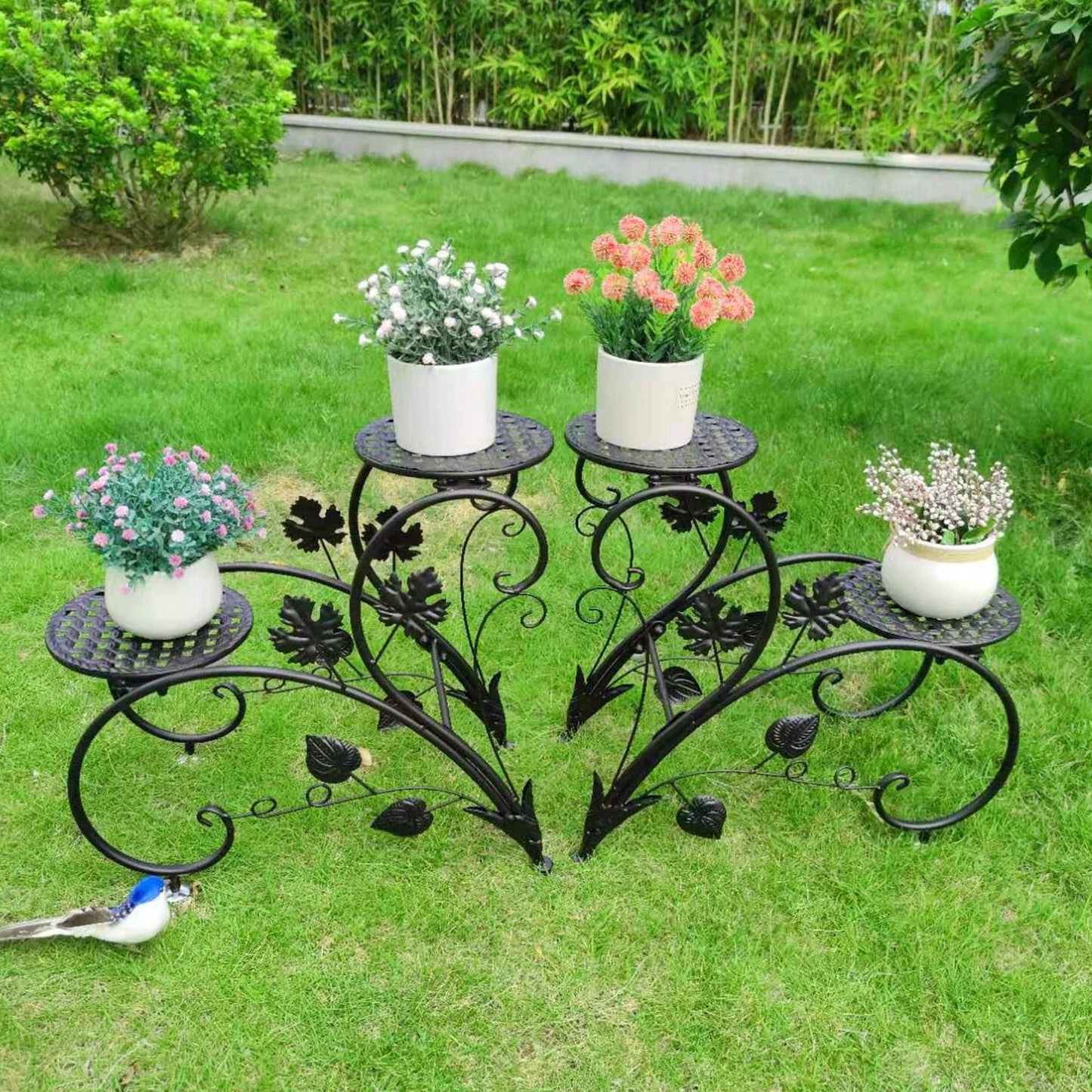 4 Tier Potted Flower Stand Indoor Outdoor Plant Holder
