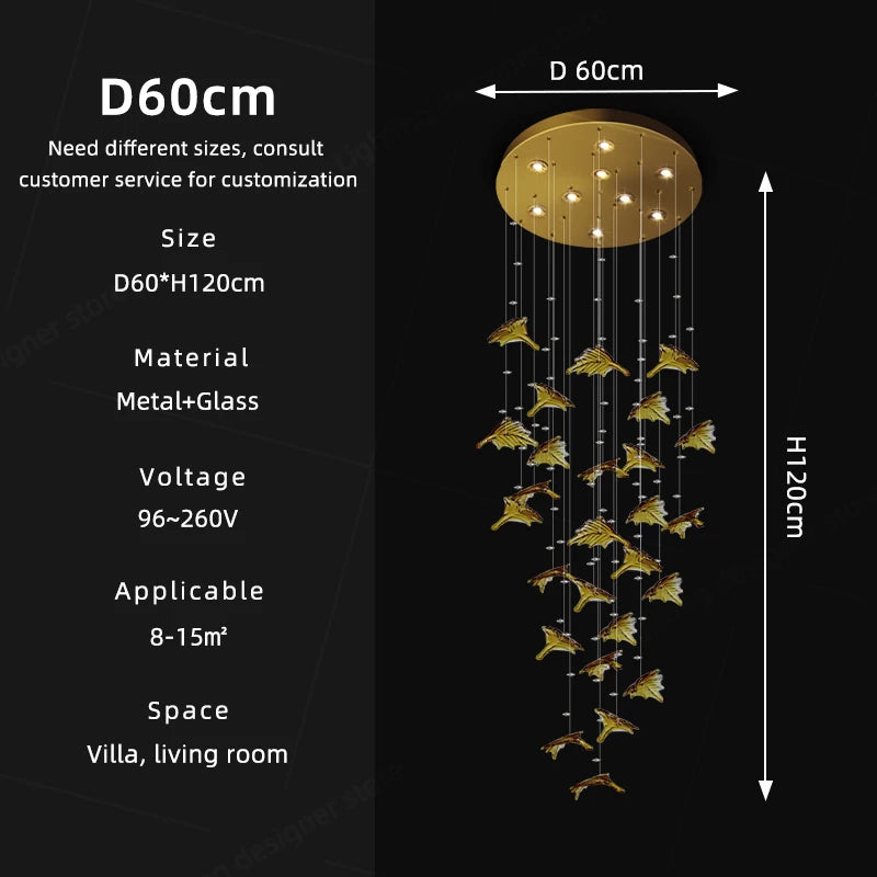 Yingxuan Dining Area Glass Pendant Lamp LED Chandelier