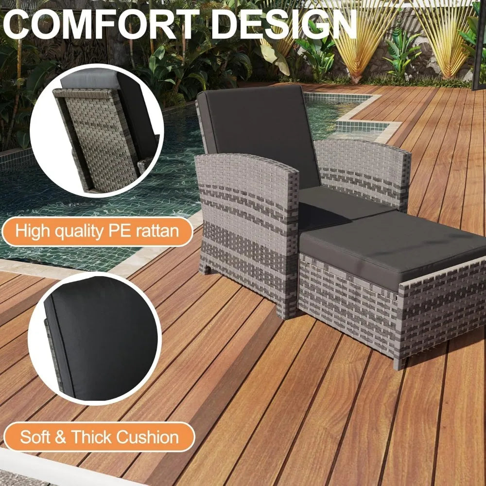 Five Piece Outdoor Patio Furniture Wicker Conversation Set