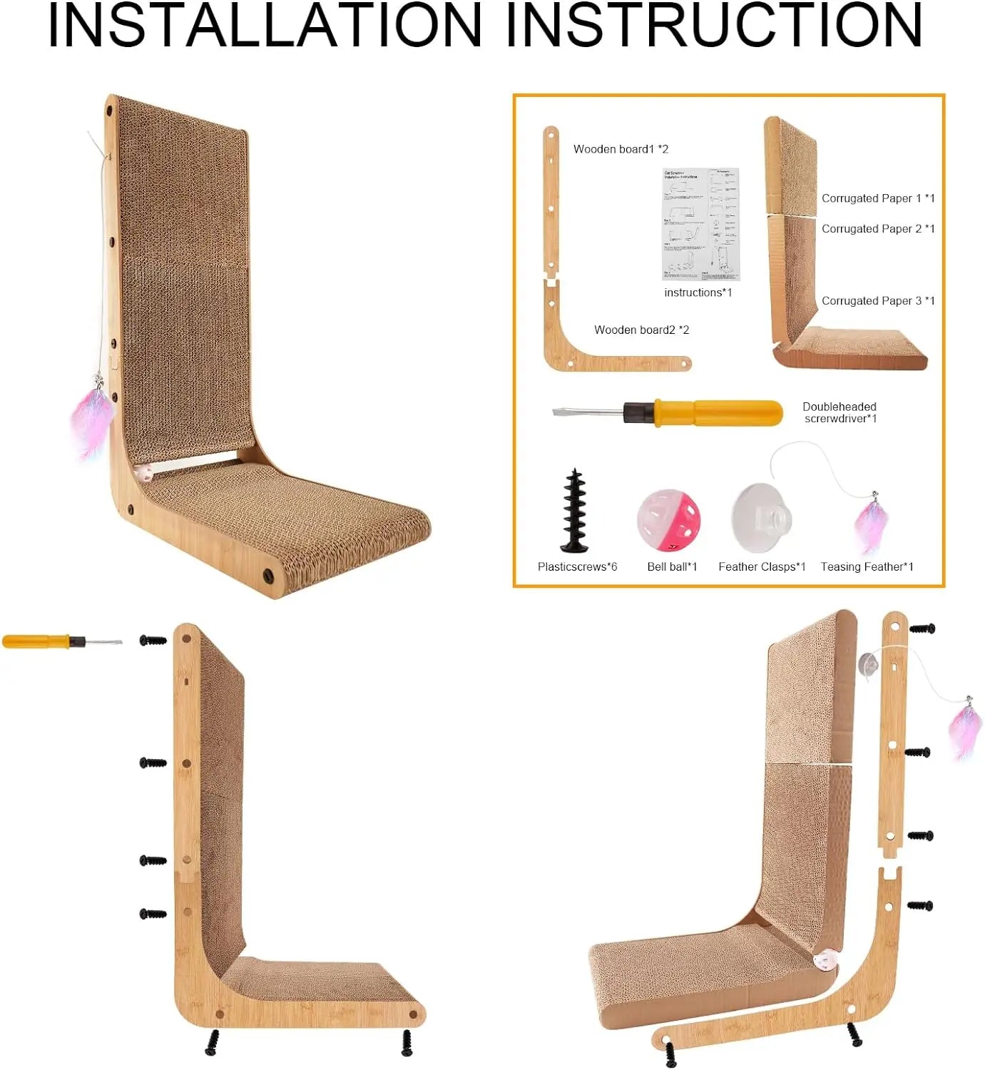 L Shape Cat Scratcher Pad for Happy Indoor Cats