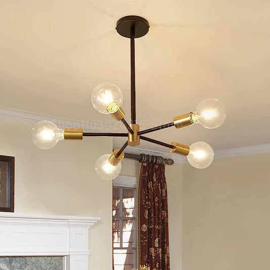 Nordic Sputnik Black Gold Chandelier LED E27 Pendant Light