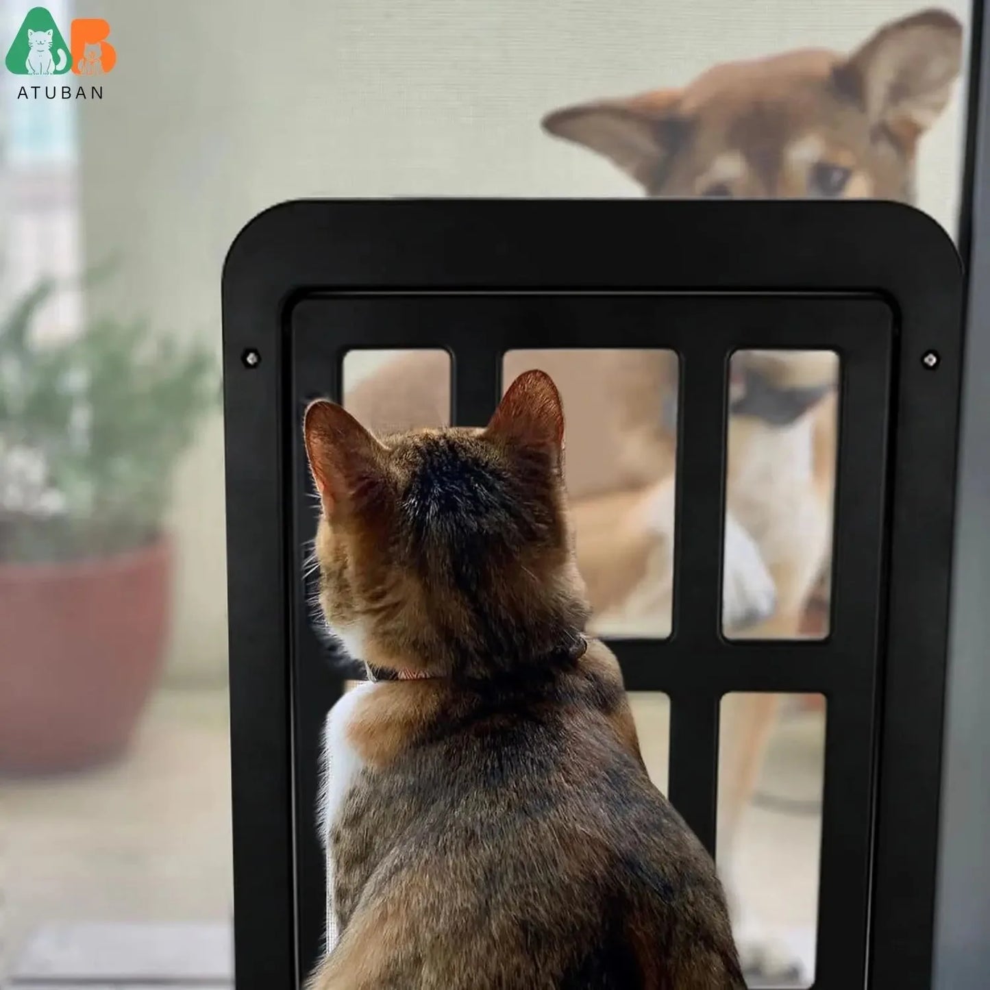 ATUBAN Dog Door For Sliding Door With Lockable Magnetic Closure