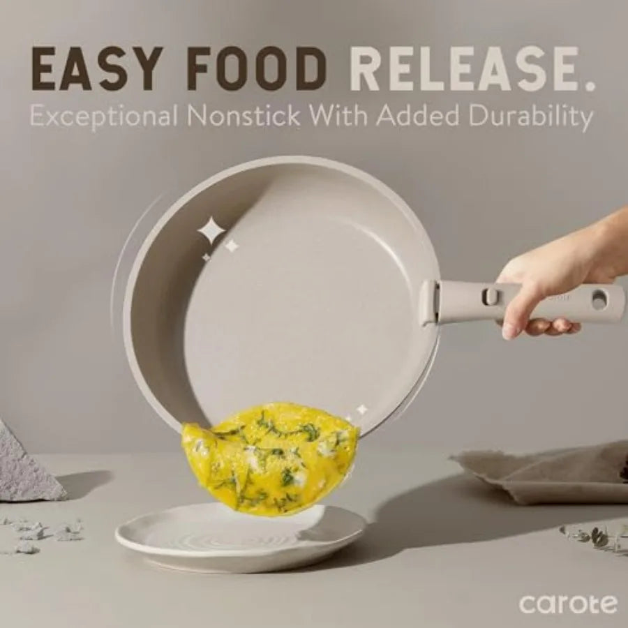 CAROTE 35 Piece Nonstick Pots And Pans Set With Removable Handles Oven Safe To 450F Induction Compatible Cookware