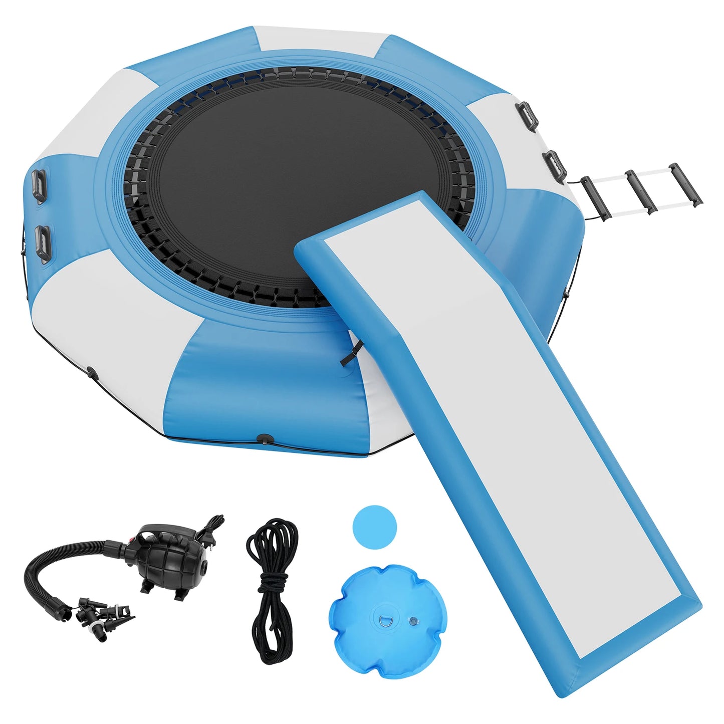Inflatable Water Bouncer Recreational Trampoline With Slide And Ladder