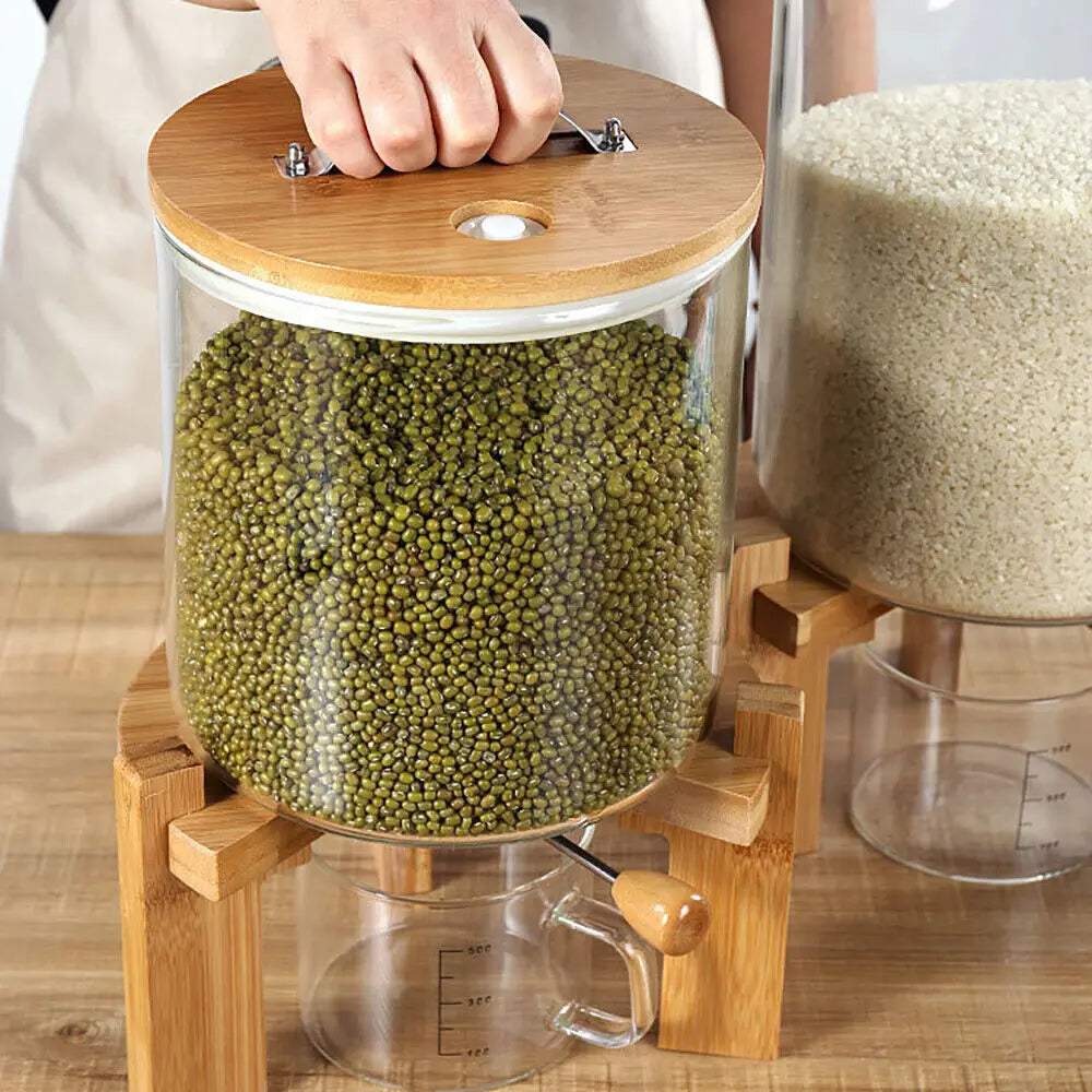 Hign-concerned Glass Rice Dispenser And Cereal Storage Container For Kitchen