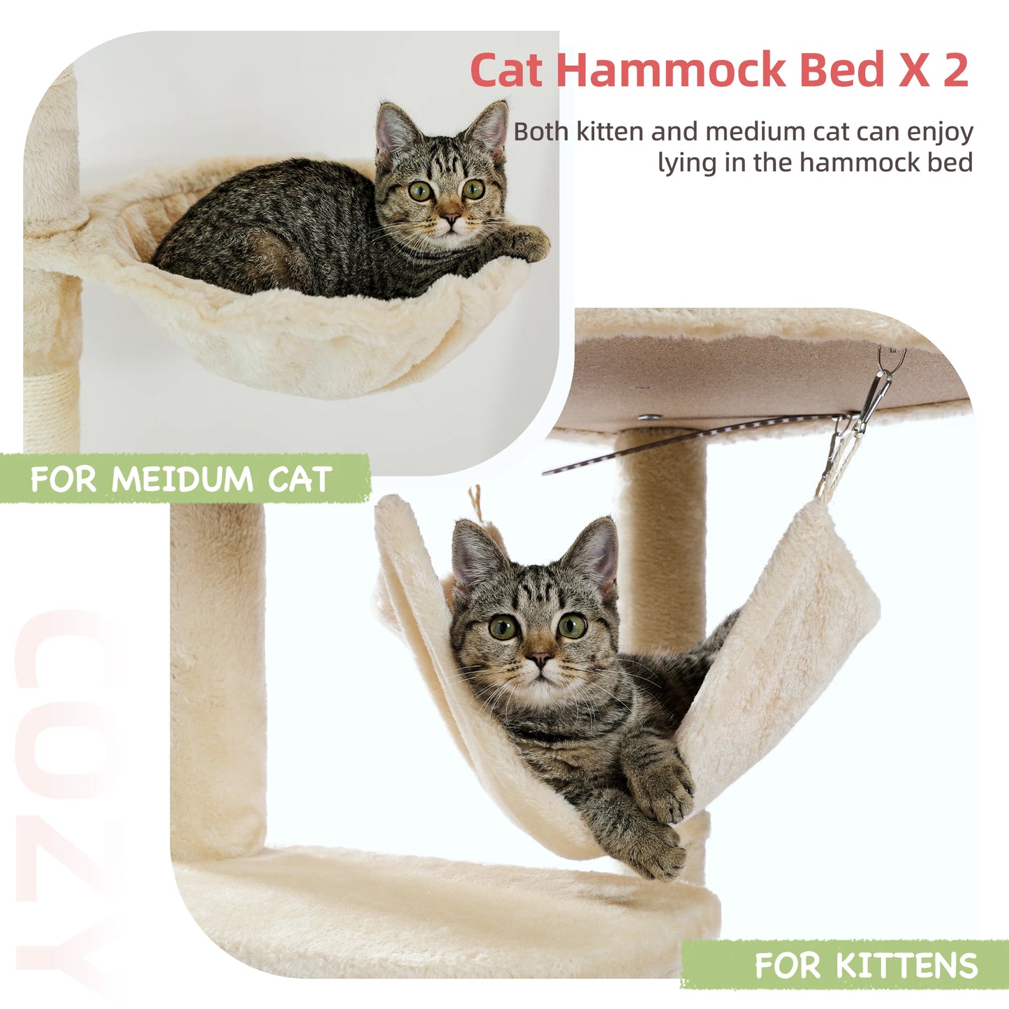 Adjustable Floor to Ceiling Cat Tree with Cozy Perches