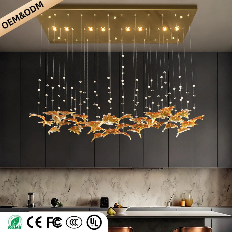 Yingxuan Dining Area Glass Pendant Lamp LED Chandelier