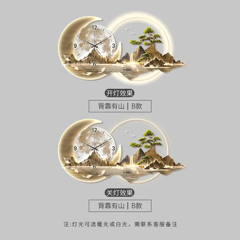 Fashion Luxury Wall Clock Chinese Style Nordic Decor Silent