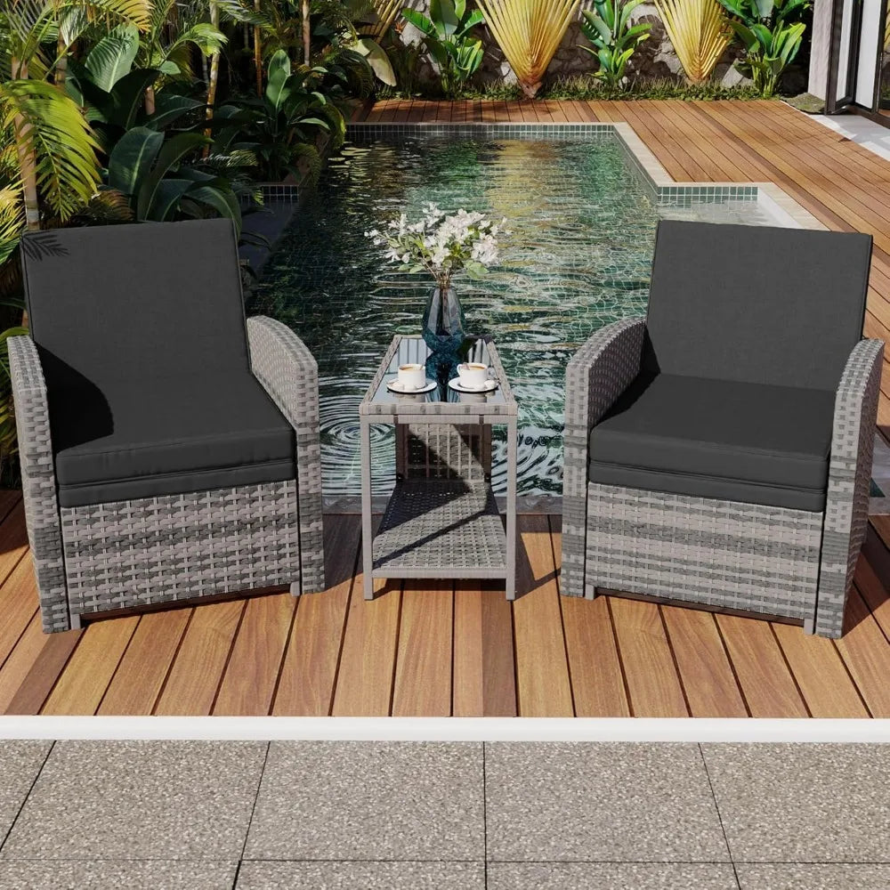 Five Piece Outdoor Patio Furniture Wicker Conversation Set