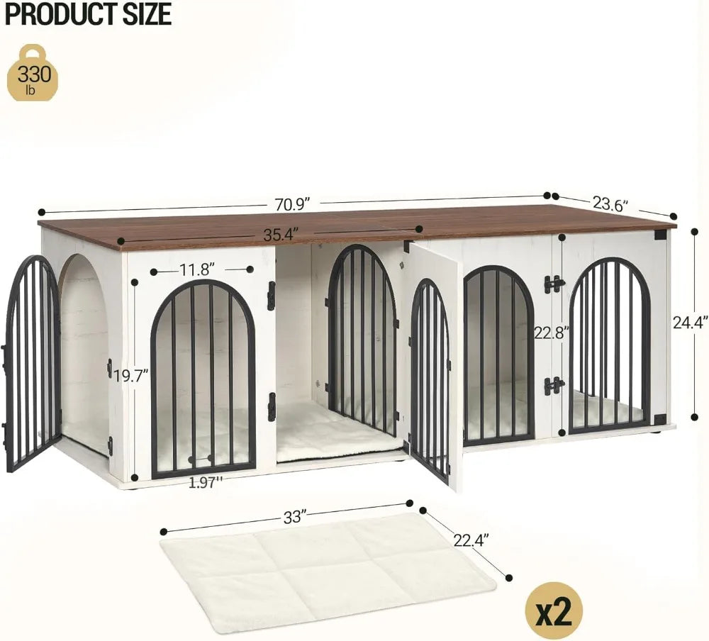 Heavy Duty Indoor Dog Kennel Furniture TV Stand End Table With Divider
