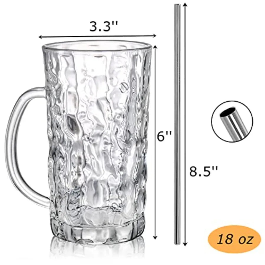 Hign-concerned Glass Beer Mugs Set With Handles For Freezer Use