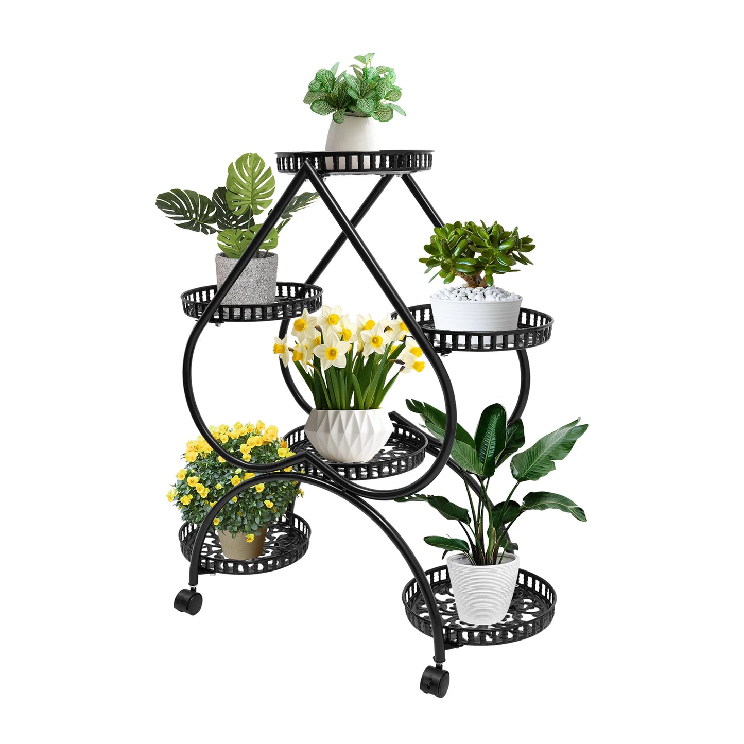 6 Potted Heart Flower Pot Stand 4 Tier Rack For Patio