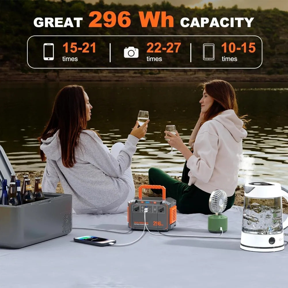 296Wh Solar Generator with Solar Panel Included 300W Portable Power Station with 60W Foldable Panel Set Solar Power Bank