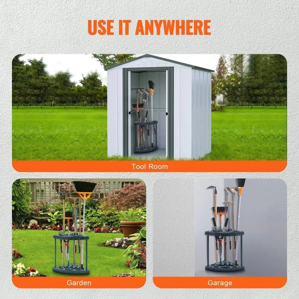19 Slot Garden Tool Organizer Rack for Yard and Garage Storage