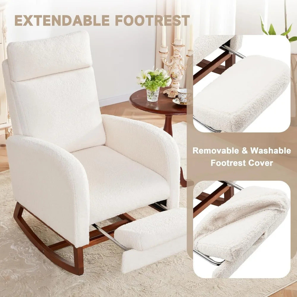 RBXC Rocking Chair Nursery Glider With High Back For Baby