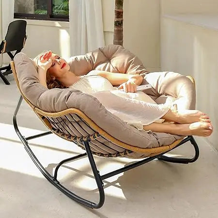 Outdoor Oversized Papasan Chair with Cushion for Relaxation