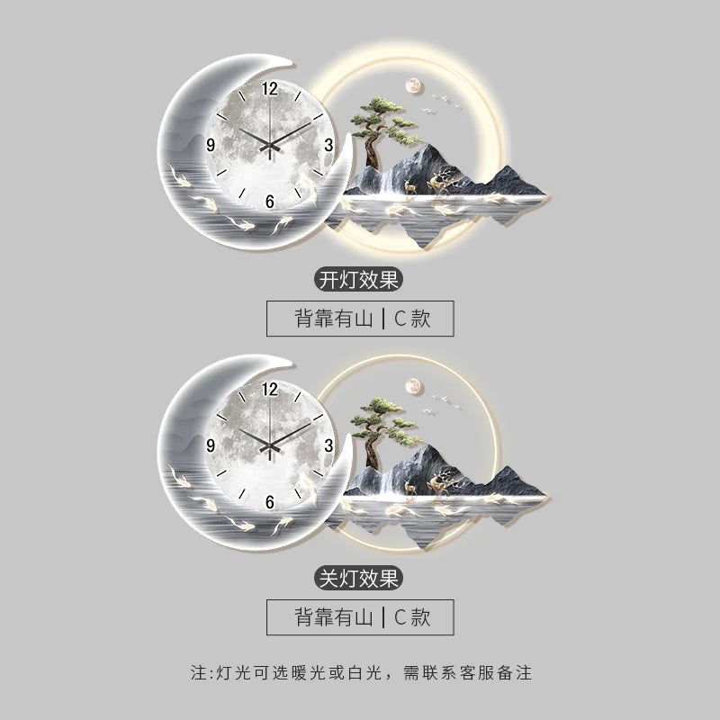 Fashion Luxury Wall Clock Chinese Style Nordic Decor Silent