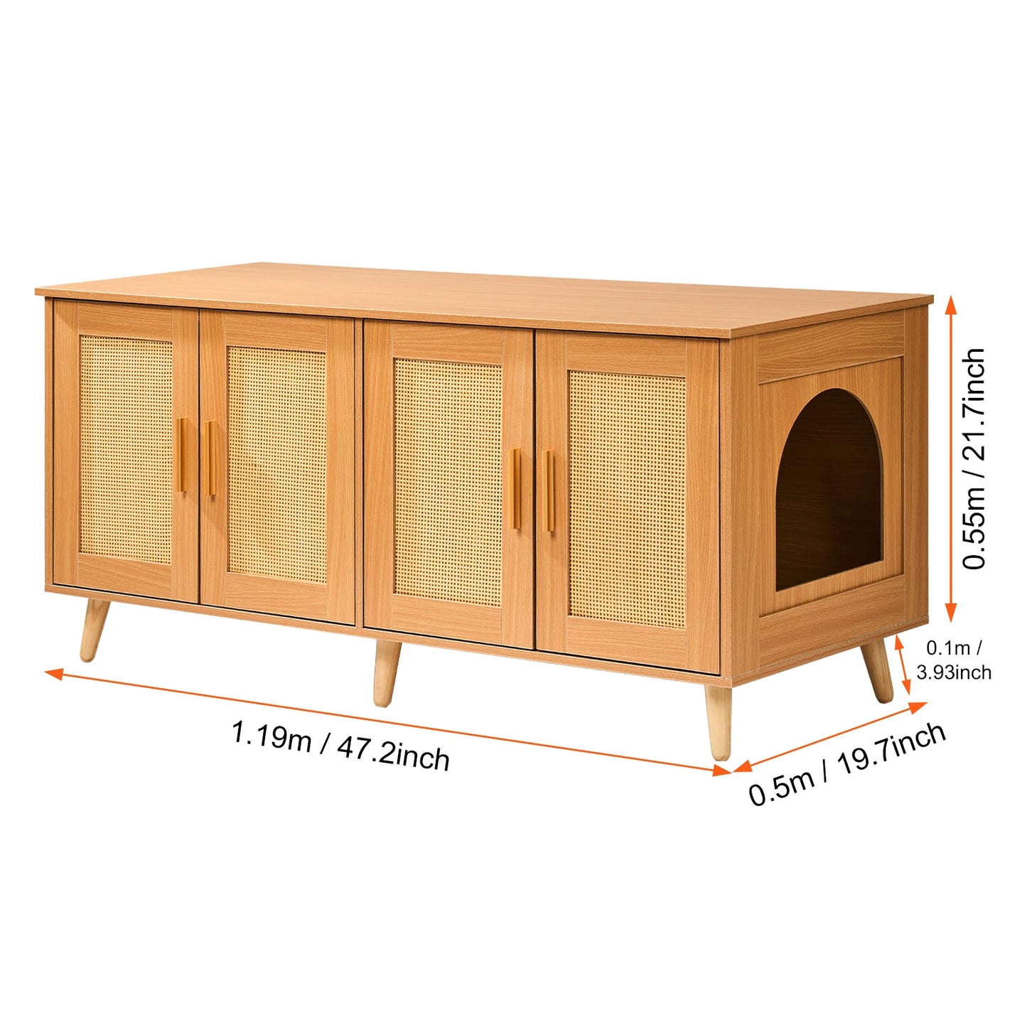SucceBuy White Cat Litter Box Enclosure for Two Cats