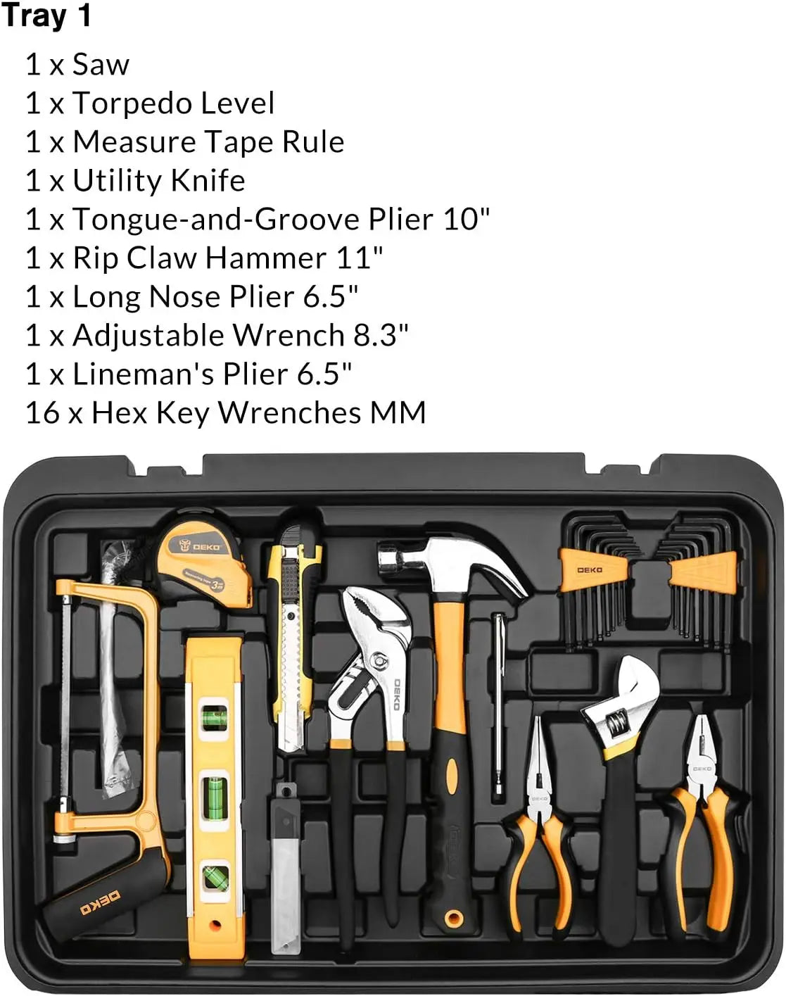 DEKODIY 258-Piece Tool Kit With Rolling Tool Box