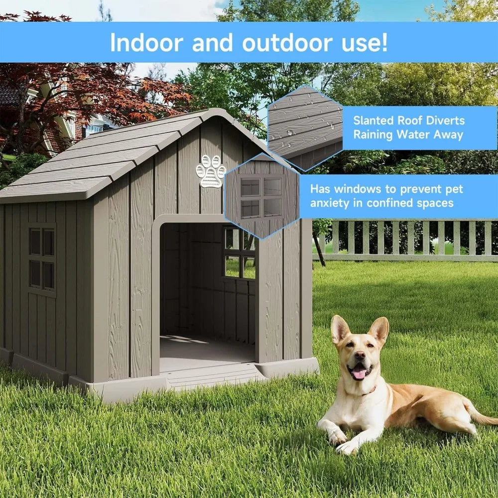 Outdoor Indoor Weatherproof Resin Dog Kennel With Air Vents