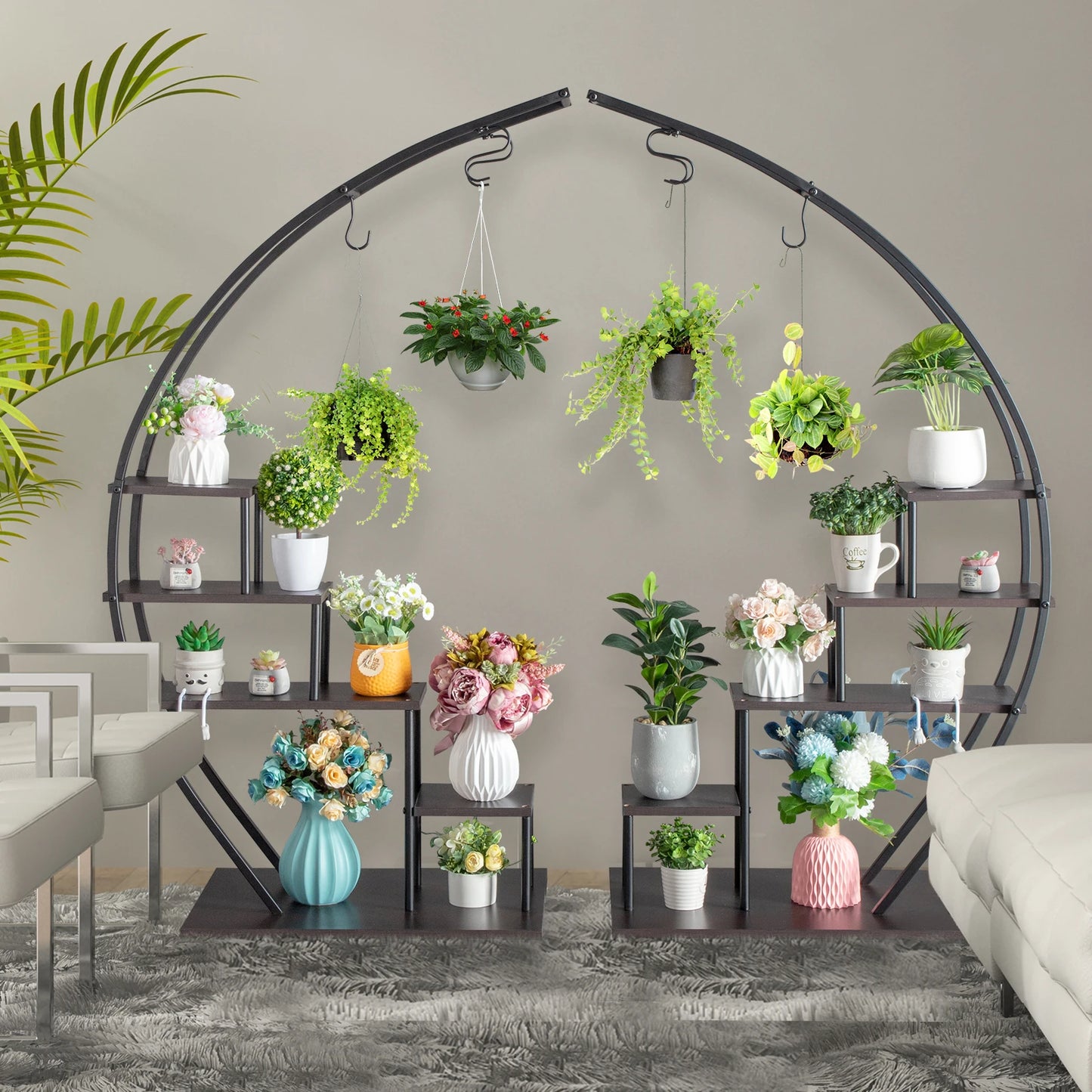 Artisasset 2pcs 5 Layer Semicircle Plant Stand for Home Decor