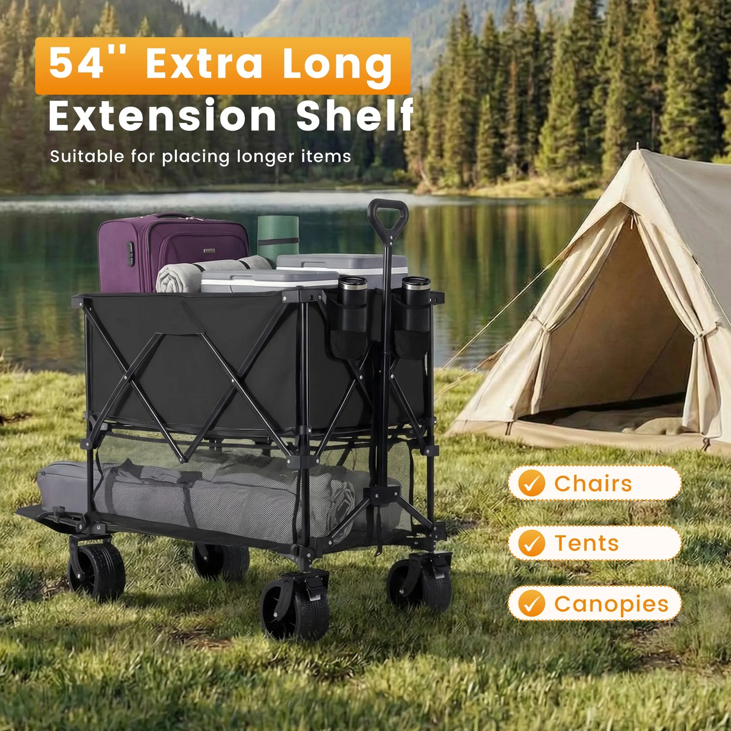 JHK Outdoor Double Decker Wagon Cart For Garden And Camping