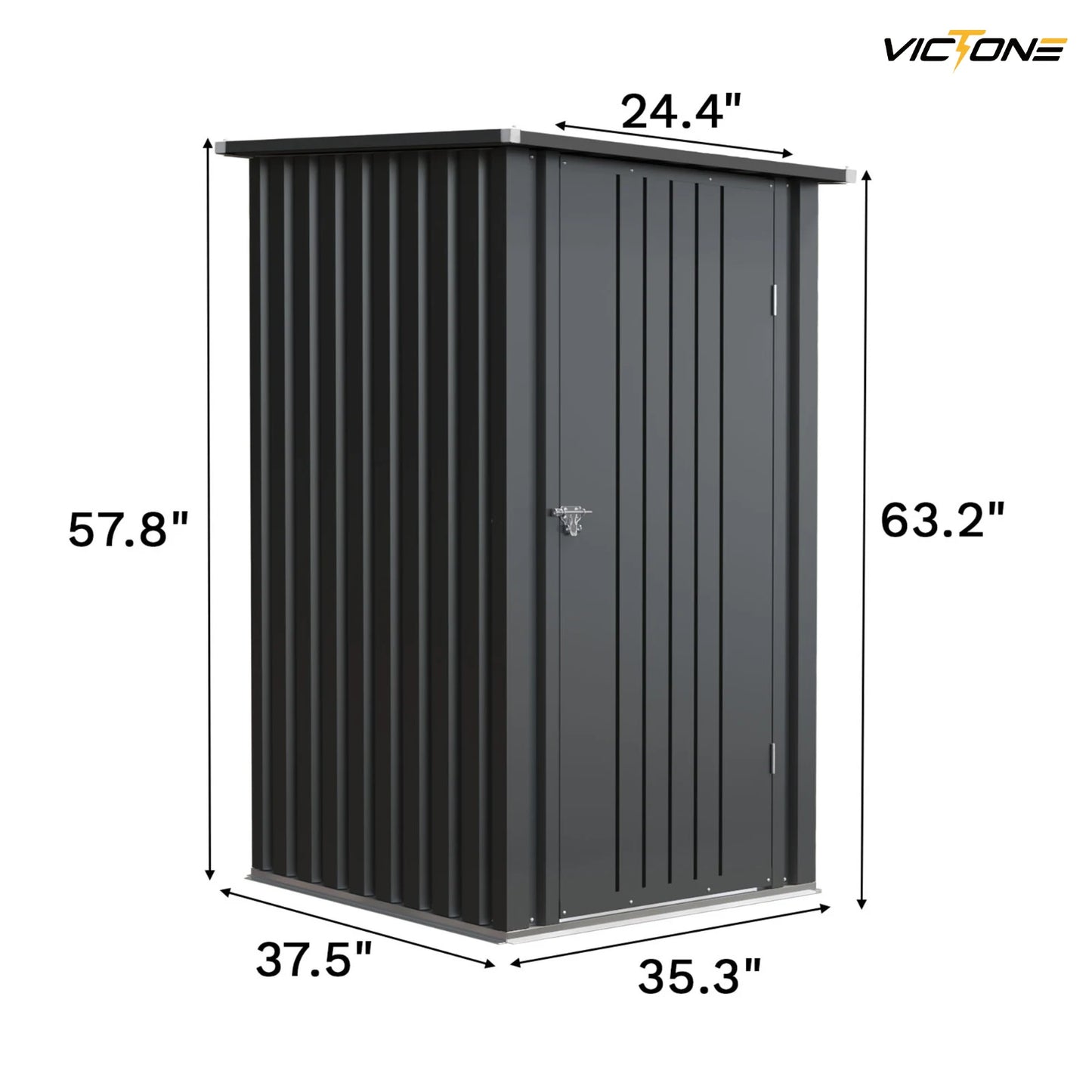 Victone 3x3 Compact Outdoor Storage Shed in Black