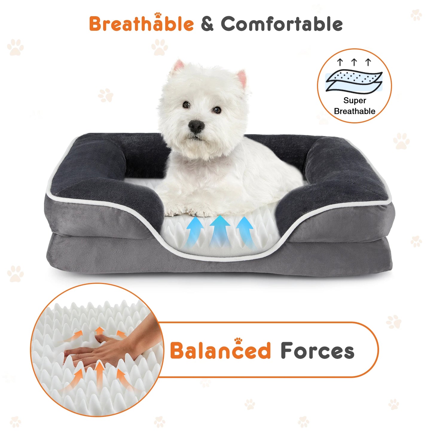 JHK Orthopedic Memory Foam Dog Bed with Removable Cover